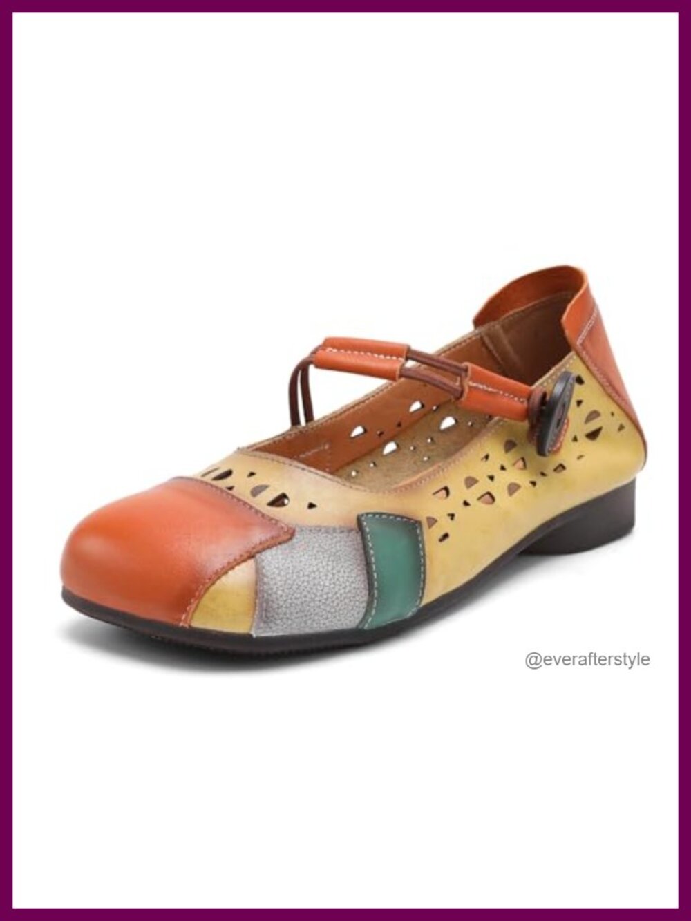 Leather Mary Jane Flats Square Toe Low Heel Non Slip Buckle Shoes